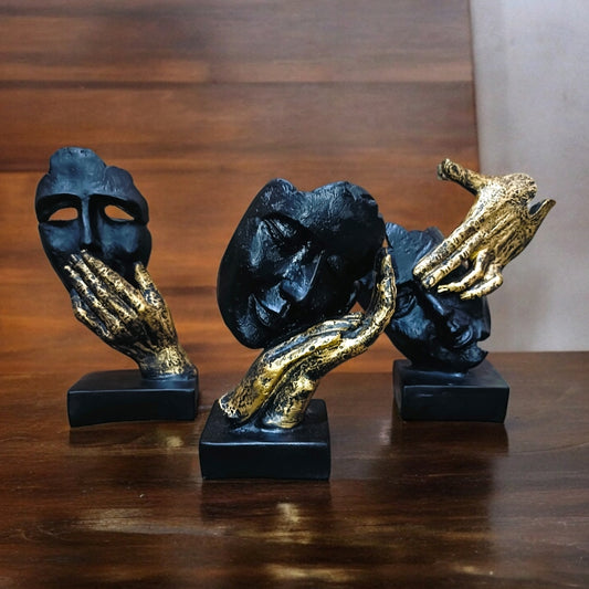 Black Human Face Set of 3 – Three Monkeys Expression | EnamorarDecor
