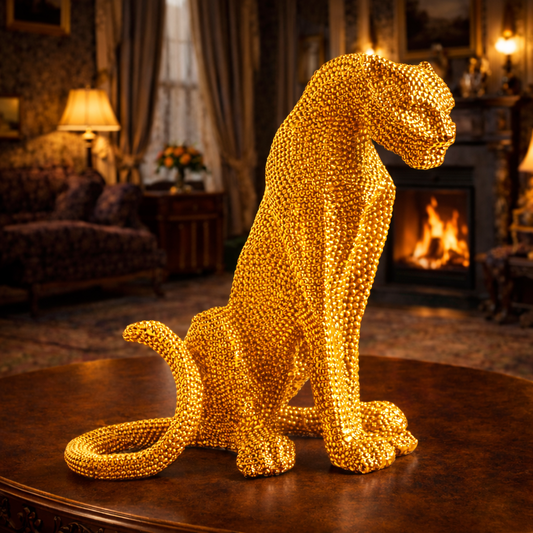 Luxury Gold Dotted Sitting Cheetah Decor | EnamorarDecor