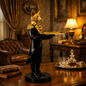 Luxury Black Wolf Decor with Tray Statue | EnamorarDecor