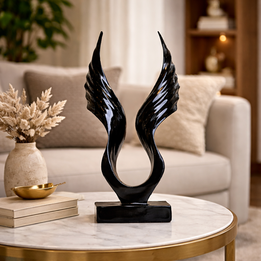 Luxury Black Abstract Angel Wings Statue | EnamorarDecor