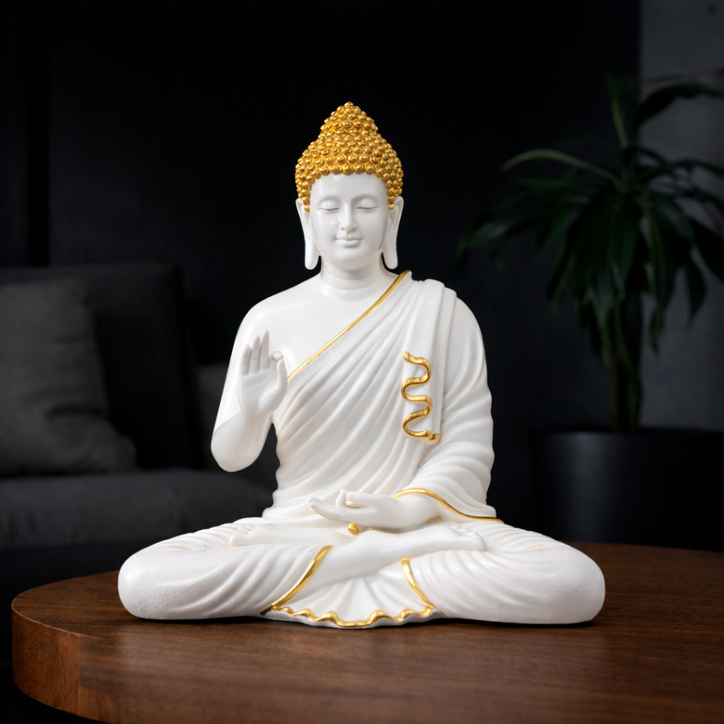 Luxury Big White & Golden Buddha Statue | EnamorarDecor