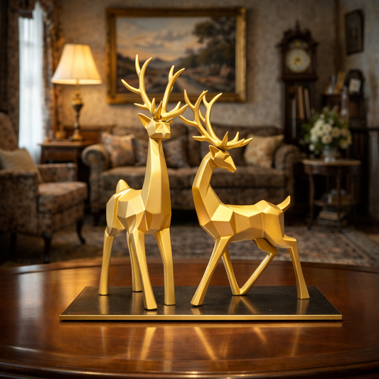 Luxury Golden Reindeer Set Showpiece | EnamorarDecor