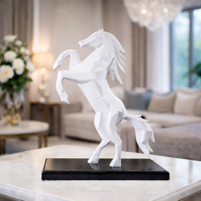Royal White Rearing Victory Ferrari Horse Statue | EnamorarDecor