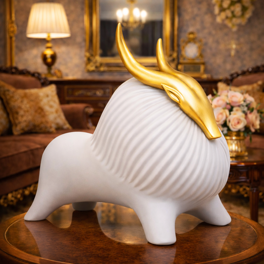 Luxury White Yak Decor Statue | EnamorarDecor