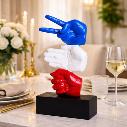 Modern Hand Gesture With Black Base Sculpture | EnamorarDecor