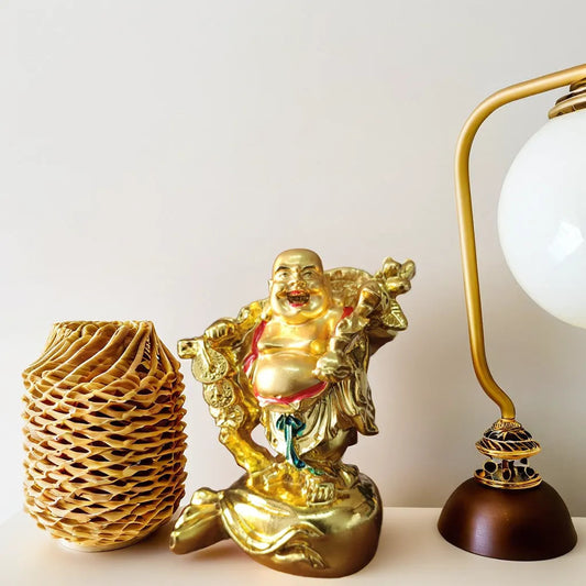 Gold Platted Standing Buddha Resin Statue | EnamorarDecor