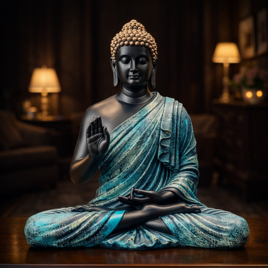 Luxury Big Black & Blue Buddha Statue | EnamorarDecor