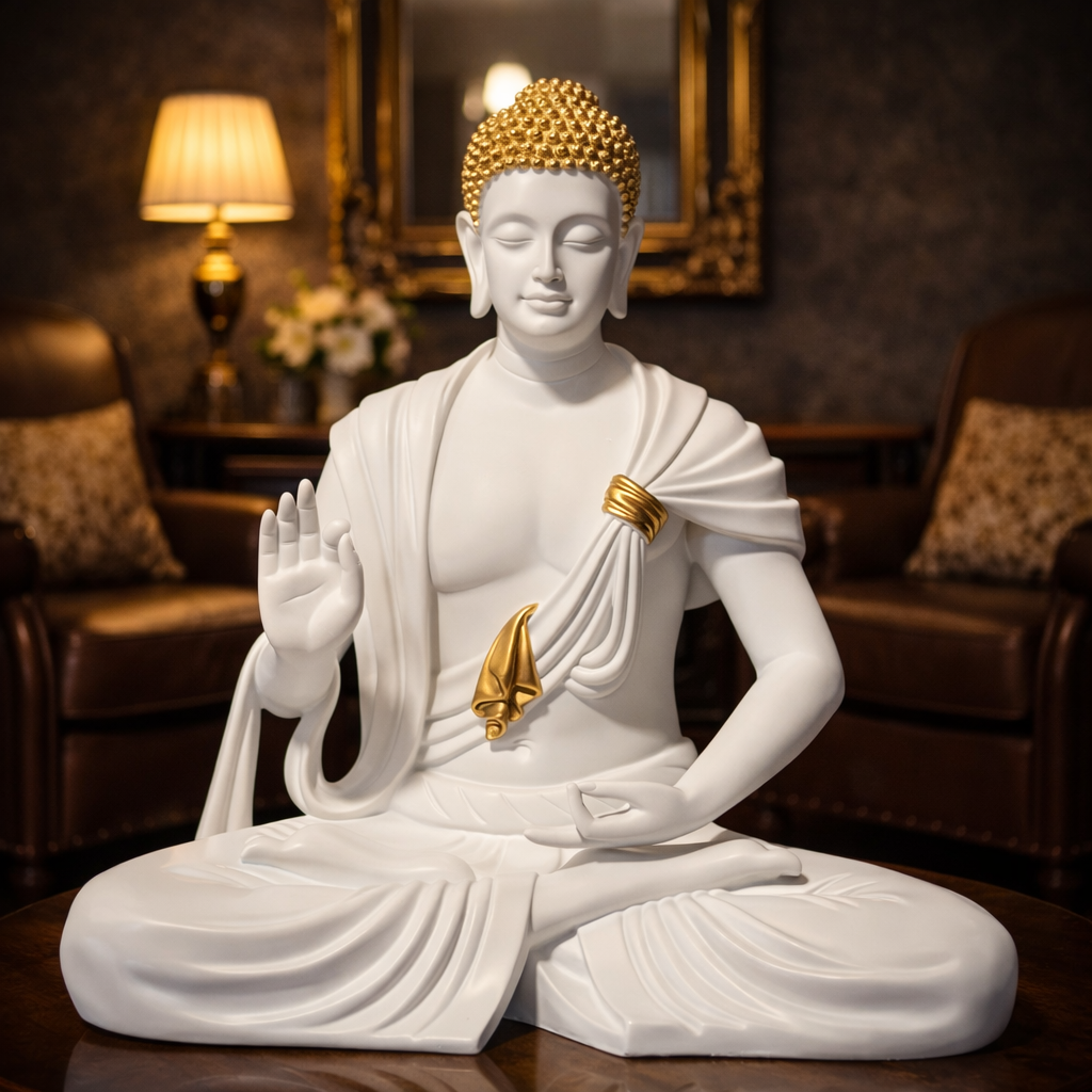 Luxury White Big Buddha Premium Statue | EnamorarDecor