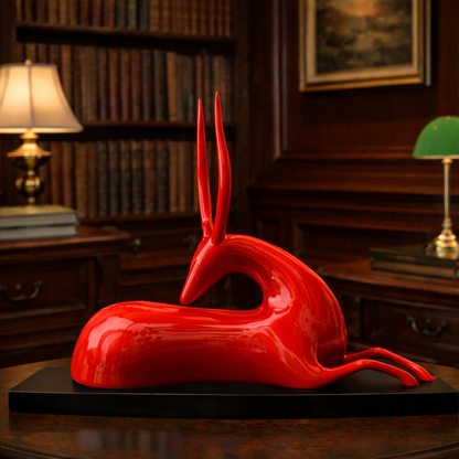 Luxury Red Big Deer Statement Decor | EnamorarDecor
