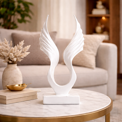 Luxury White Abstract Angel Wings Statue | EnamorarDecor