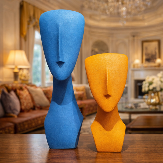 Luxury Blue & Orange Euro Face Decor Set | EnamorarDecor