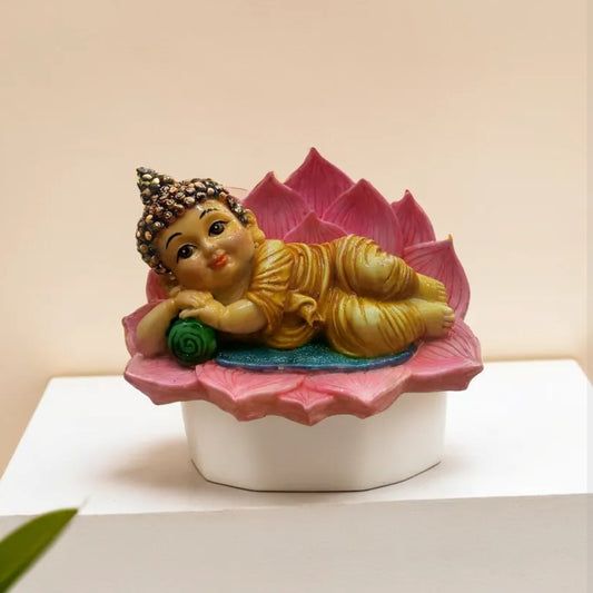 Multicolor Monk Lying on Kamal Statue | EnamorarDecor