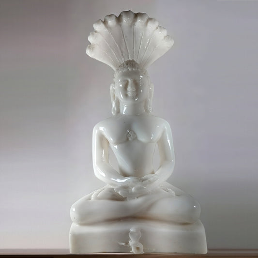 White Marble Finish Parshwanath Bhagwan Resin Statue | EnamorarDecor