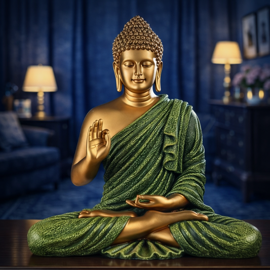 Luxury Big Golden & Green Buddha Statue | EnamorarDecor