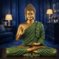Luxury Big Golden & Green Buddha Statue | EnamorarDecor