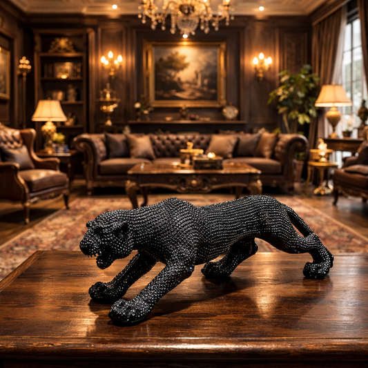 Luxury Black Dotted Cheetah Long Sculpture | EnamorarDecor