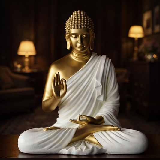 Luxury Big Golden & White Buddha Statue | EnamorarDecor