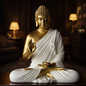 Luxury Big Golden & White Buddha Statue | EnamorarDecor