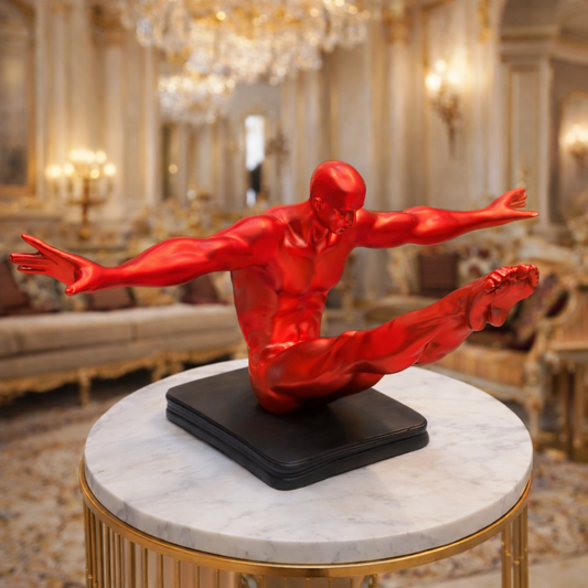 Luxury Red Sitting Gymnast Decor Sculpture | EnamorarDecor