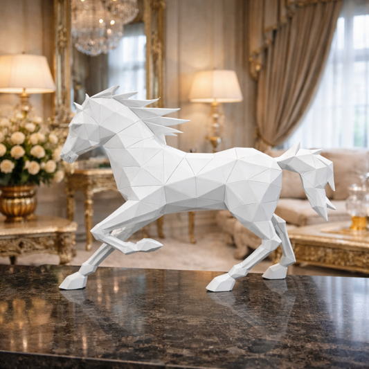 Luxury White Running Hercules Ferrari Horse | EnamorarDecor