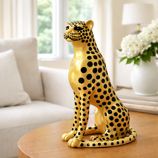 Luxury Golden Small Cheetah Statue | EnamorarDecor