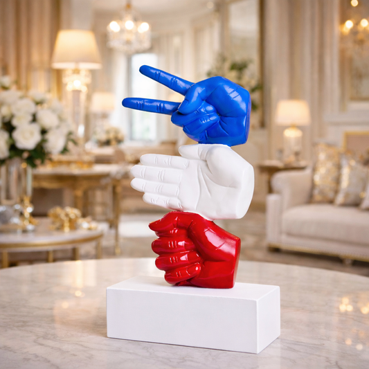 Modern Hand Gesture With White Base Sculpture | EnamorarDecor
