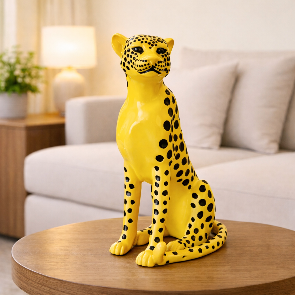 Luxury Yellow Small Cheetah Statue | EnamorarDecor