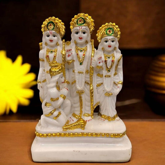 White Ram Darbar Small Marble Dust Statue | EnamorarDecor