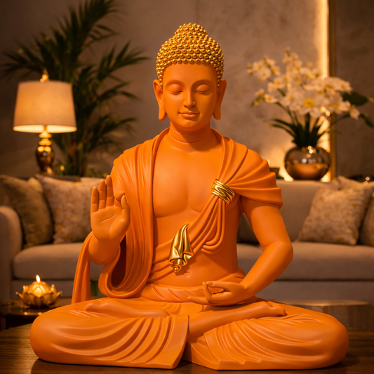 Luxury Orange Big Buddha Premium Statue | EnamorarDecor