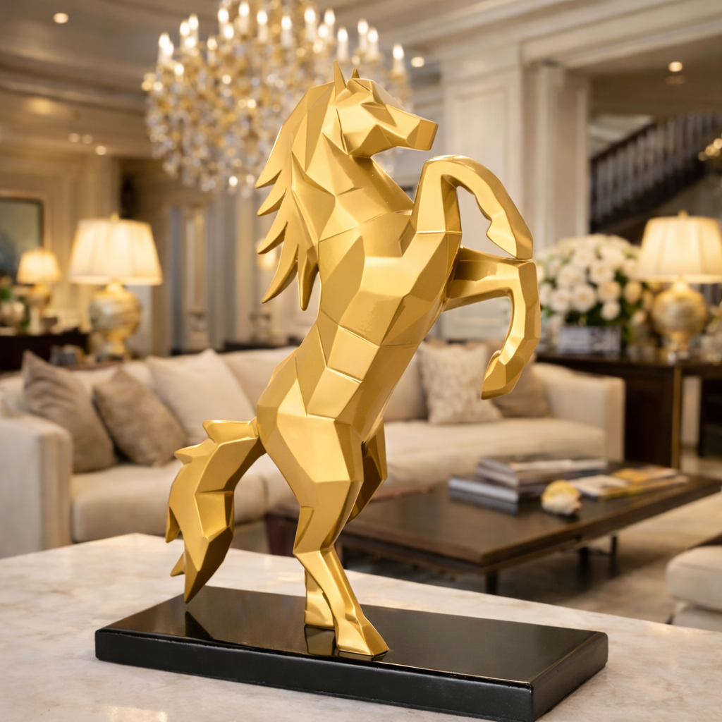 Royal Gold Rearing Victory Ferrari Horse Statue | EnamorarDecor