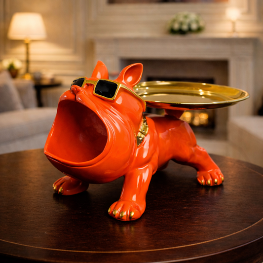 Luxury Orange French Bulldog Statue & Key Tray | EnamorarDecor