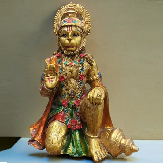 Golden Color Hanuman Ji Sitting Statue | EnamorarDecor