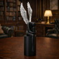 Silver Wings Black Angel Sculpture | EnamorarDecor