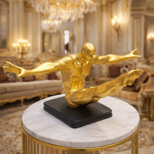 Luxury Golden Sitting Gymnast Decor Sculpture | EnamorarDecor