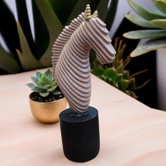 Pink Ribbed Resin Horse Statue | EnamorarDecor