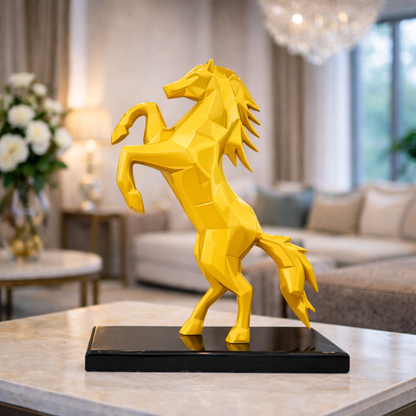 Royal Yellow Rearing Victory Ferrari Horse Statue | EnamorarDecor