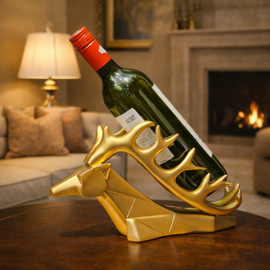 Luxury Golden Deer Head Wine Bottle Holder | EnamorarDecor