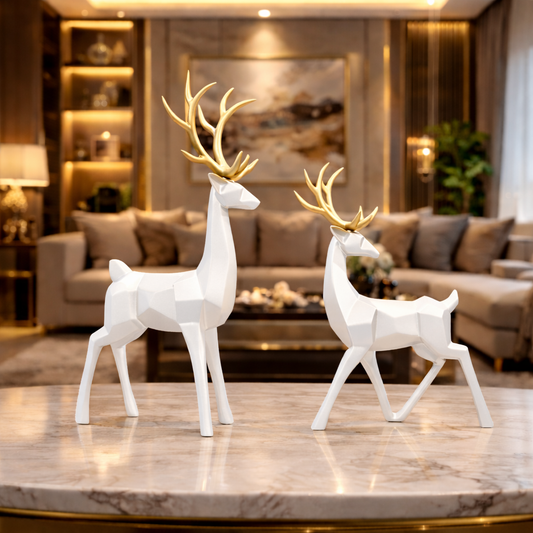 Luxury White Reindeer Set Showpiece | EnamorarDecor