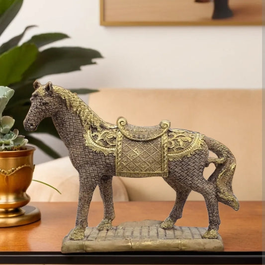 Wooden Finish Horse Resin Statue | EnamorarDecor