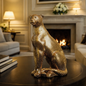 Luxury Golden Sitting Leopard Statue | EnamorarDecor