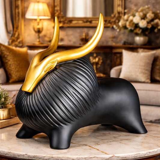 Luxury Black Yak Decor Statue | EnamorarDecor