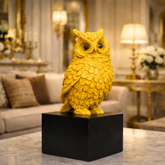 Luxury Yellow Owl Decorative Statue | EnamorarDecor