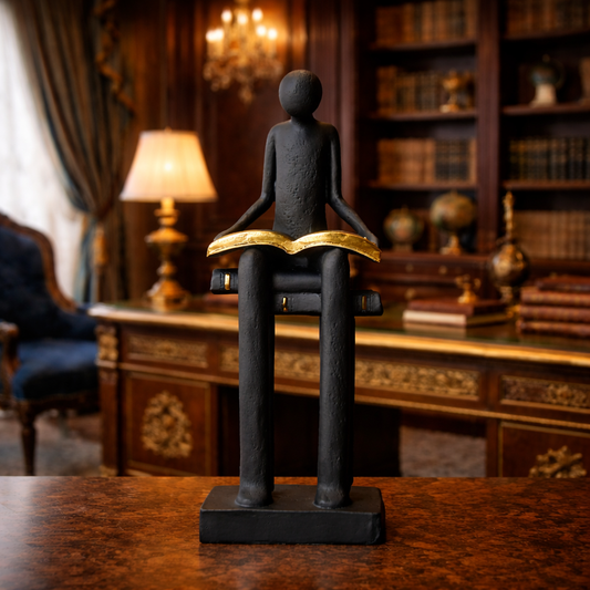 Luxury Black Reading Man Book Statue | EnamorarDecor