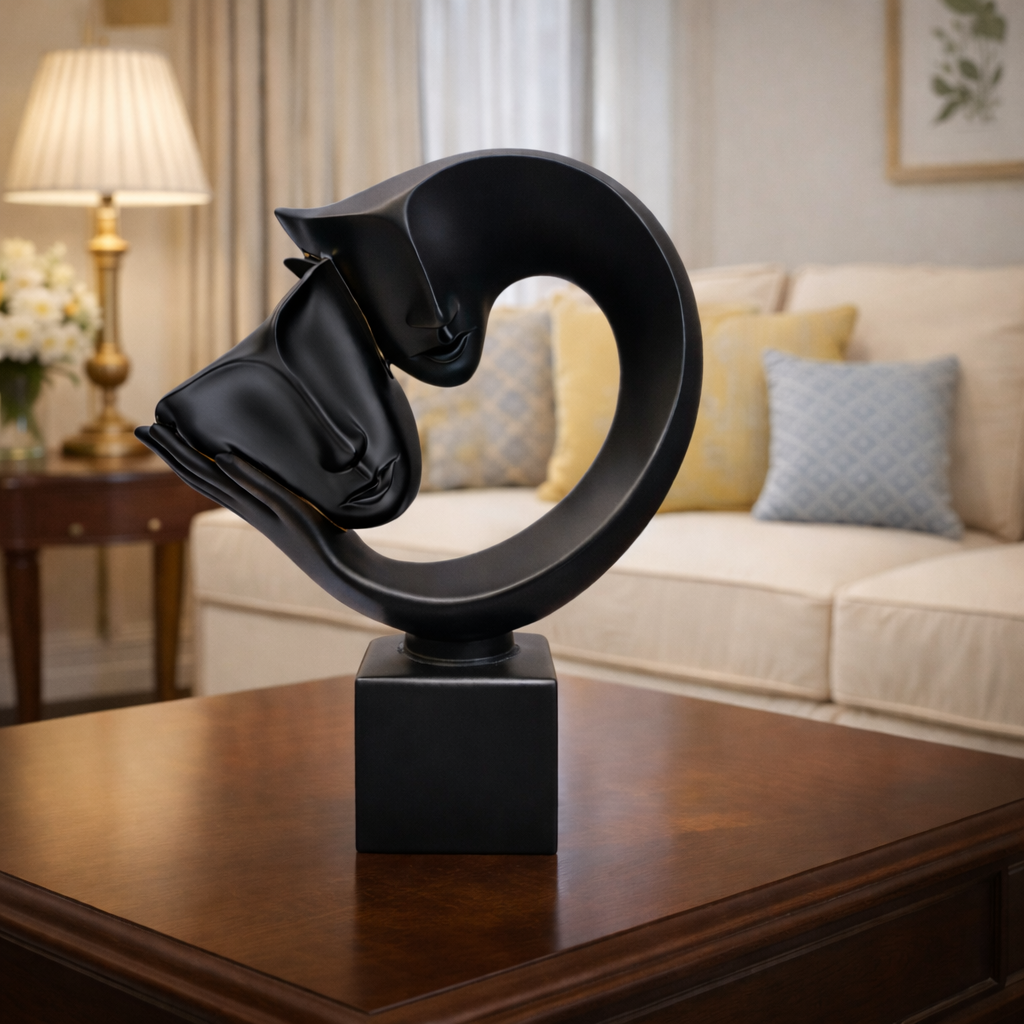 Luxury Black Masked Couple Sculpture | EnamorarDecor