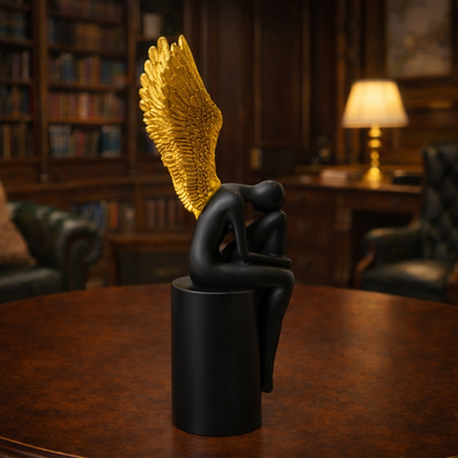 Golden Wings Black Angel Sculpture | EnamorarDecor