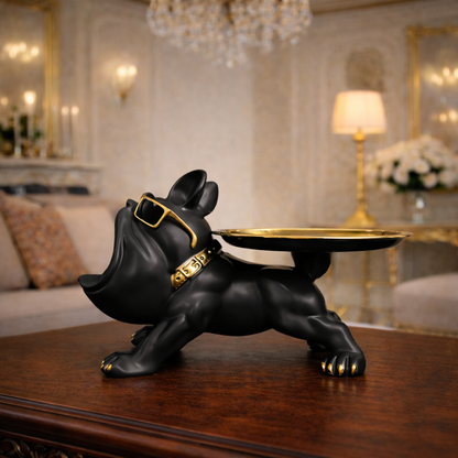 Luxury Black French Bulldog Statue & Key Tray | EnamorarDecor