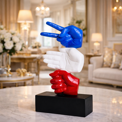 Modern Hand Gesture With Black Base Sculpture | EnamorarDecor