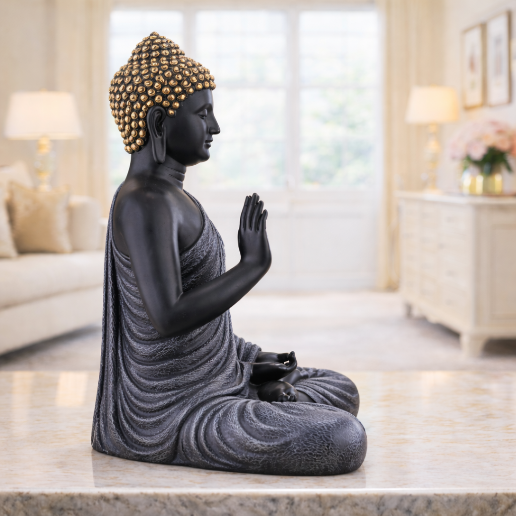 Luxury Big Black & Grey Buddha Statue | EnamorarDecor