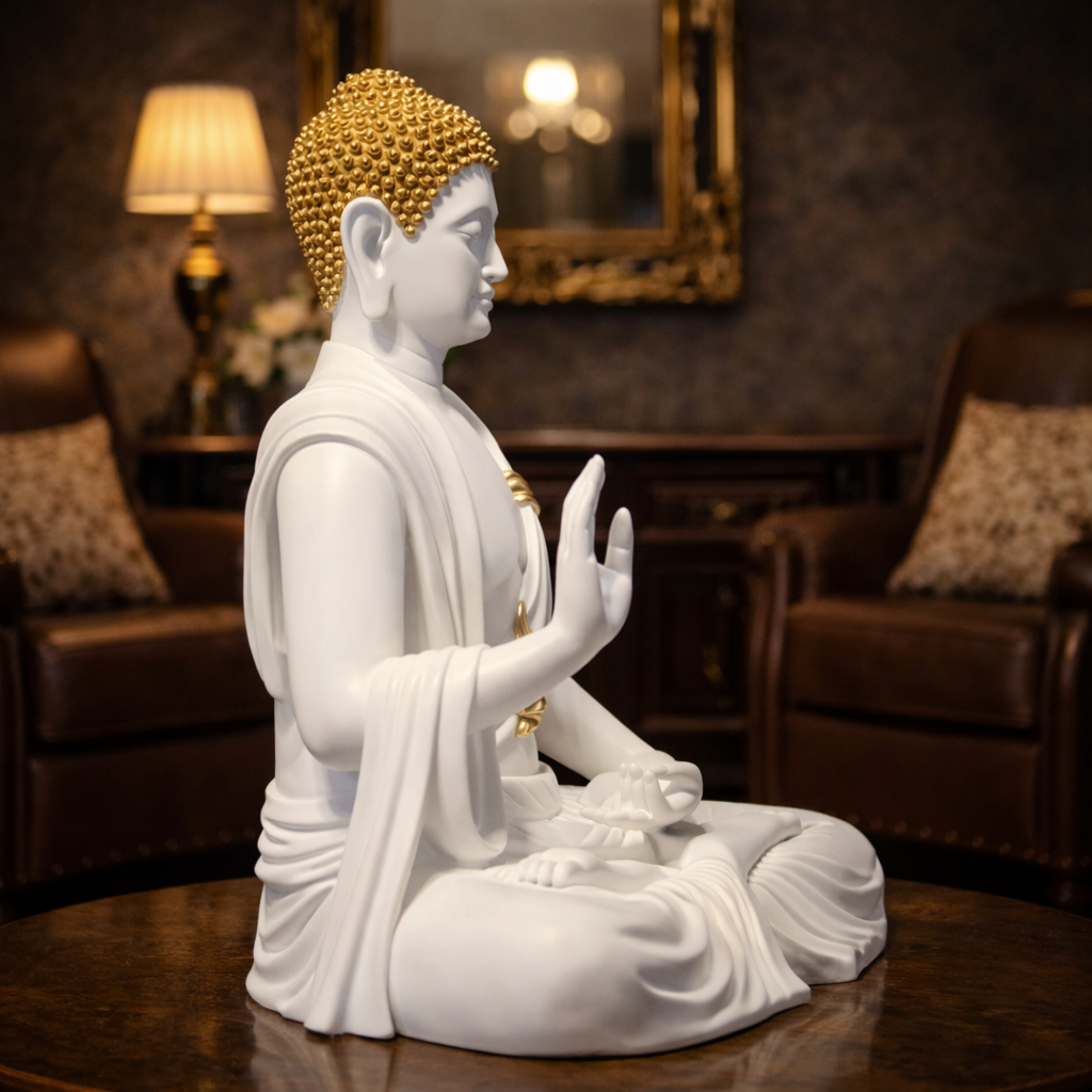 Luxury White Big Buddha Premium Statue | EnamorarDecor