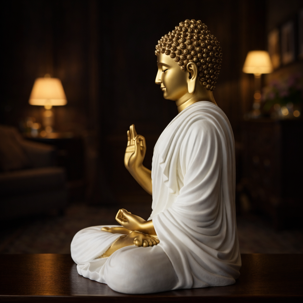 Luxury Big Golden & White Buddha Statue | EnamorarDecor